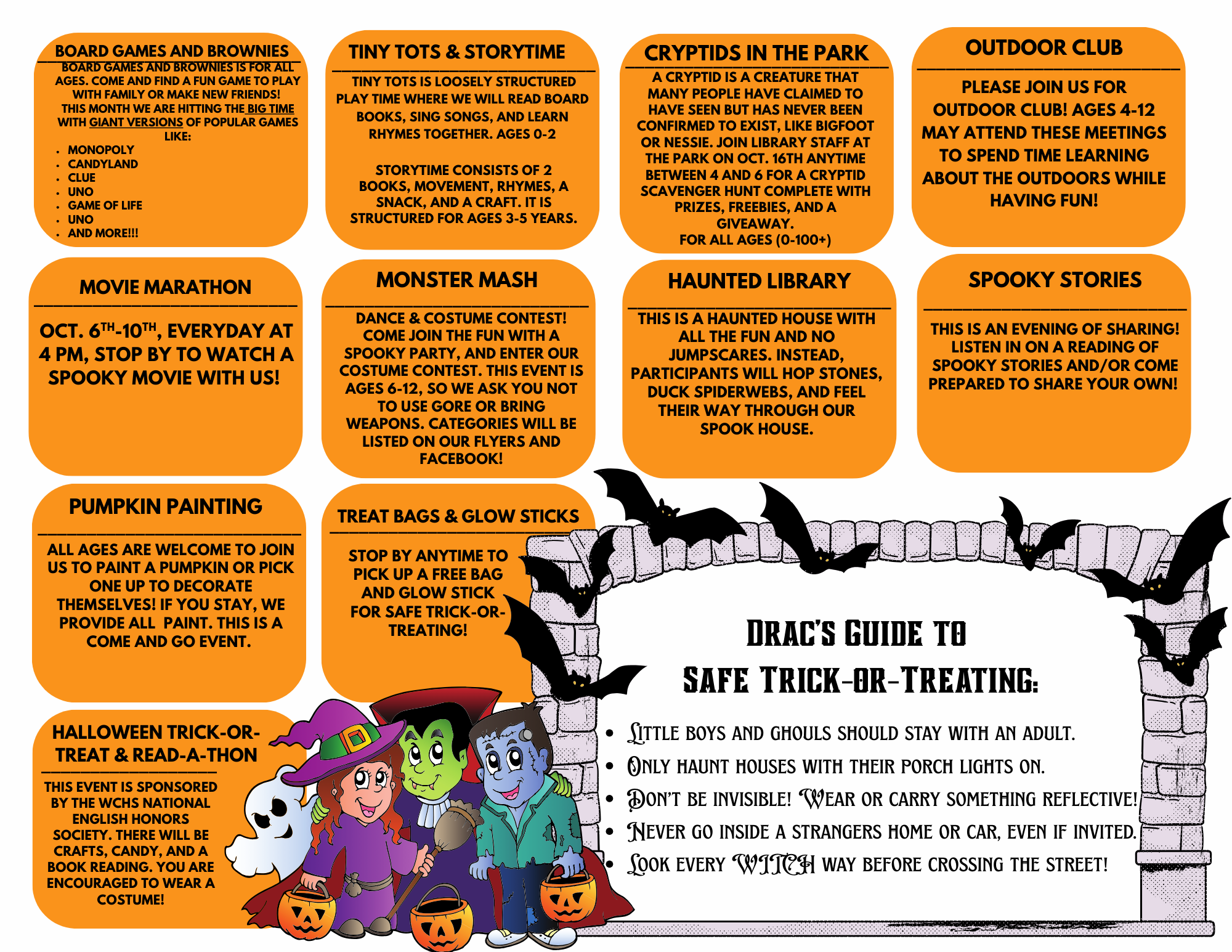 October Children Calendar Back