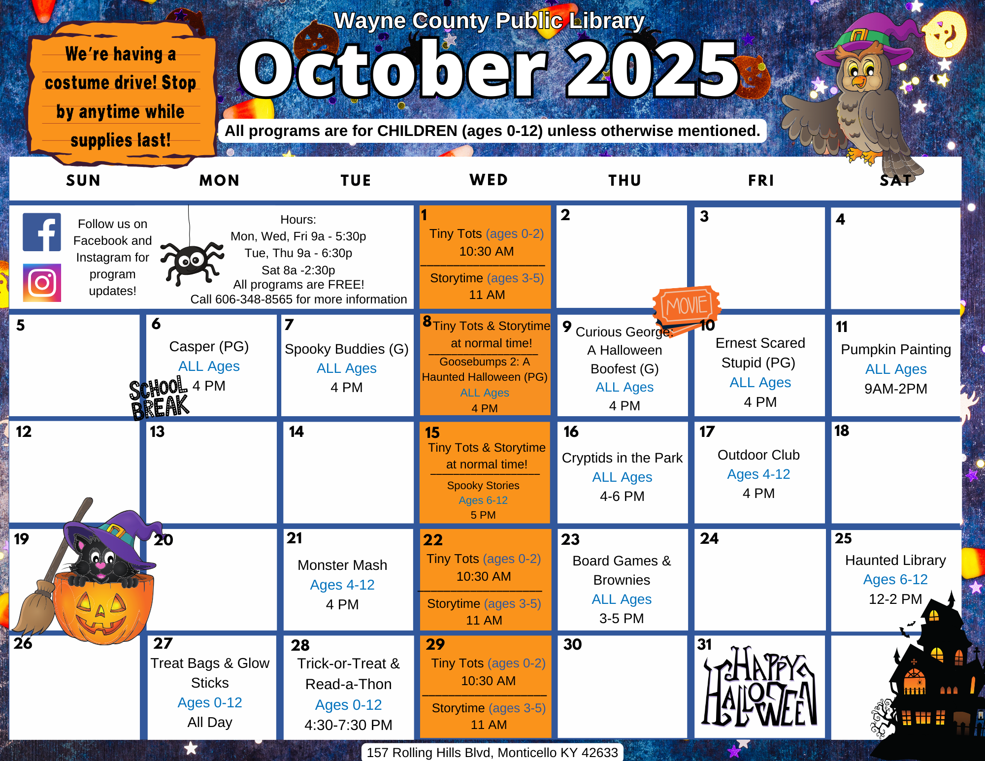 October Children Calendar Front